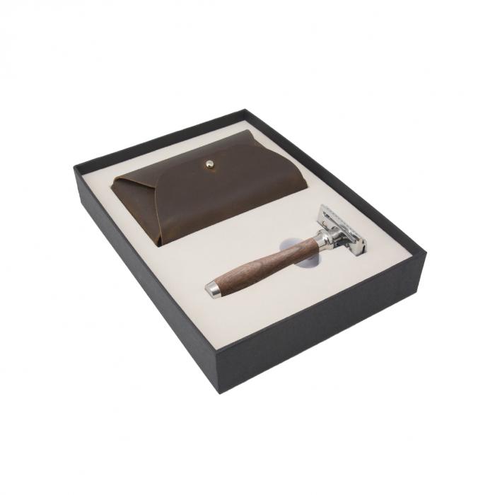Safety Razor Travel Set, Walnut Wood