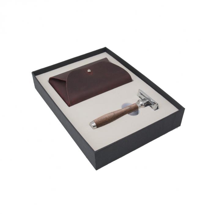 Safety Razor Travel Set, Walnut Wood
