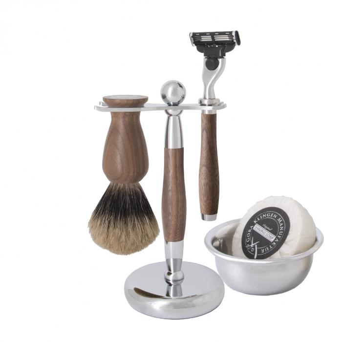 Mach 3 Razor Set, Walnut Wood