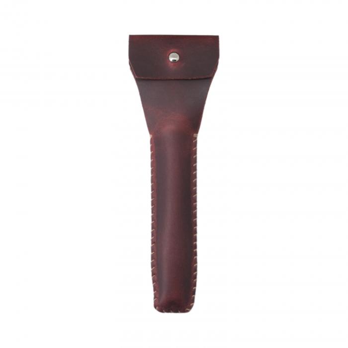 Leather Sleeve for Cartridge Razor, Red Wine Color