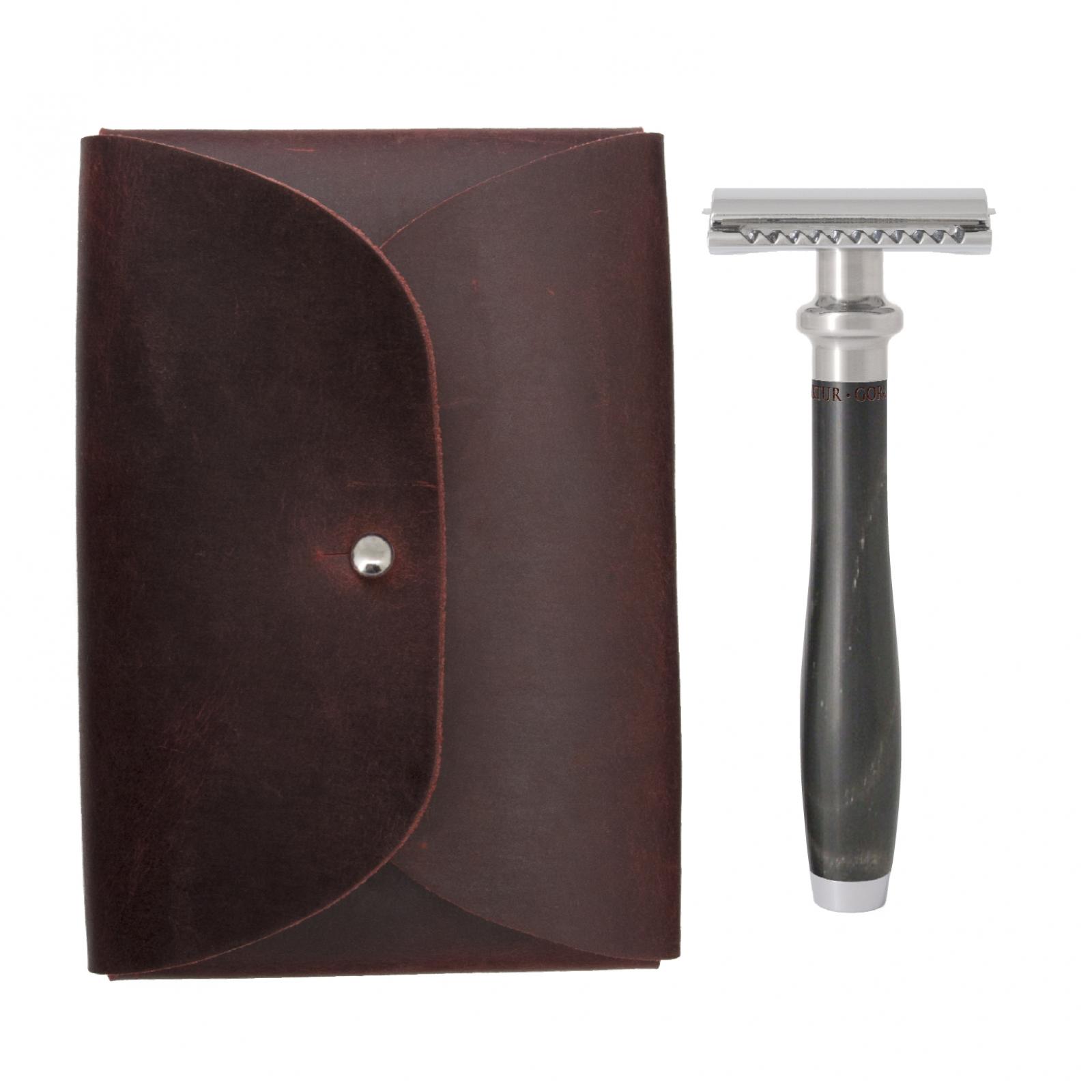 Safety Razor Travel Set, Cow Horn