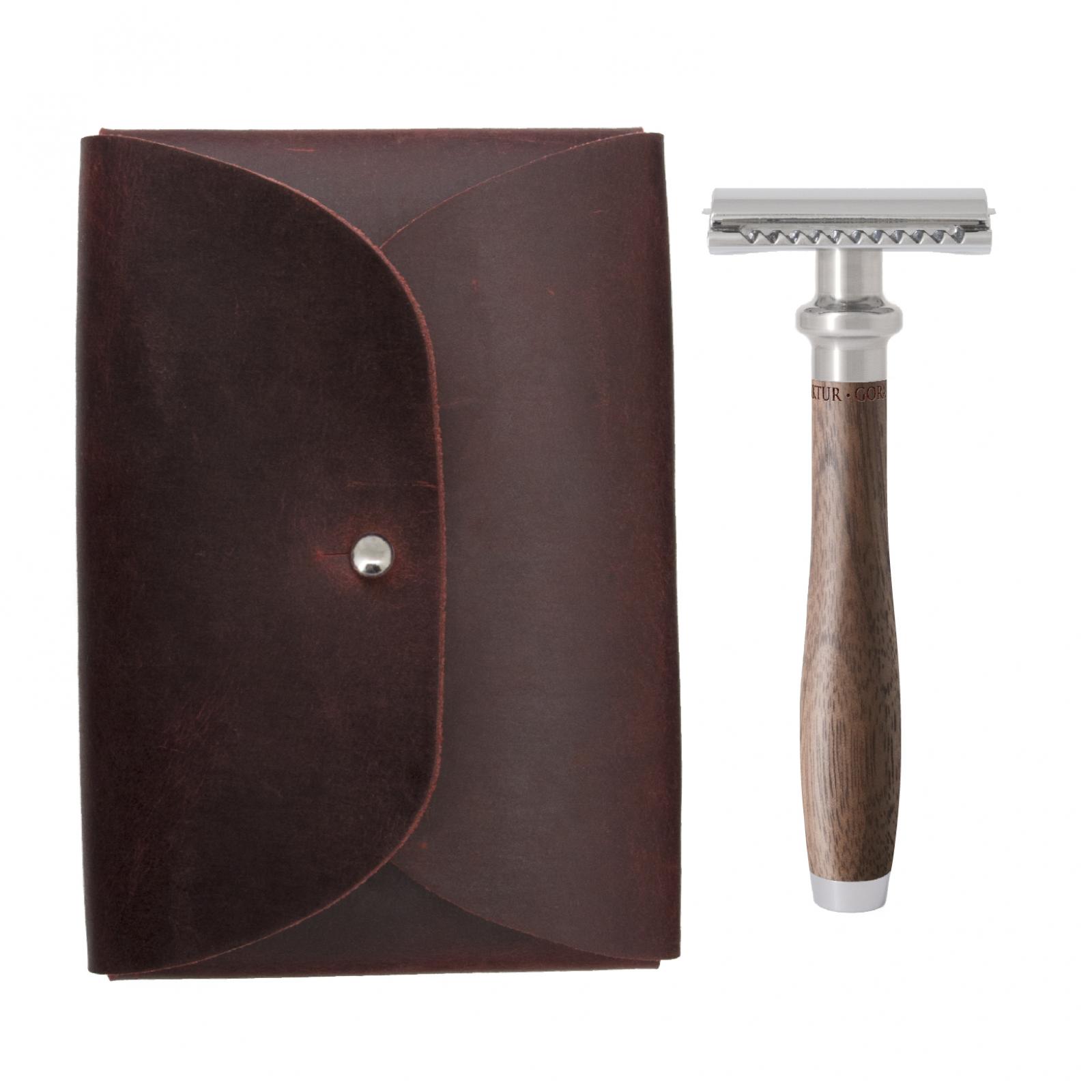 Safety Razor Travel Set, Walnut Wood