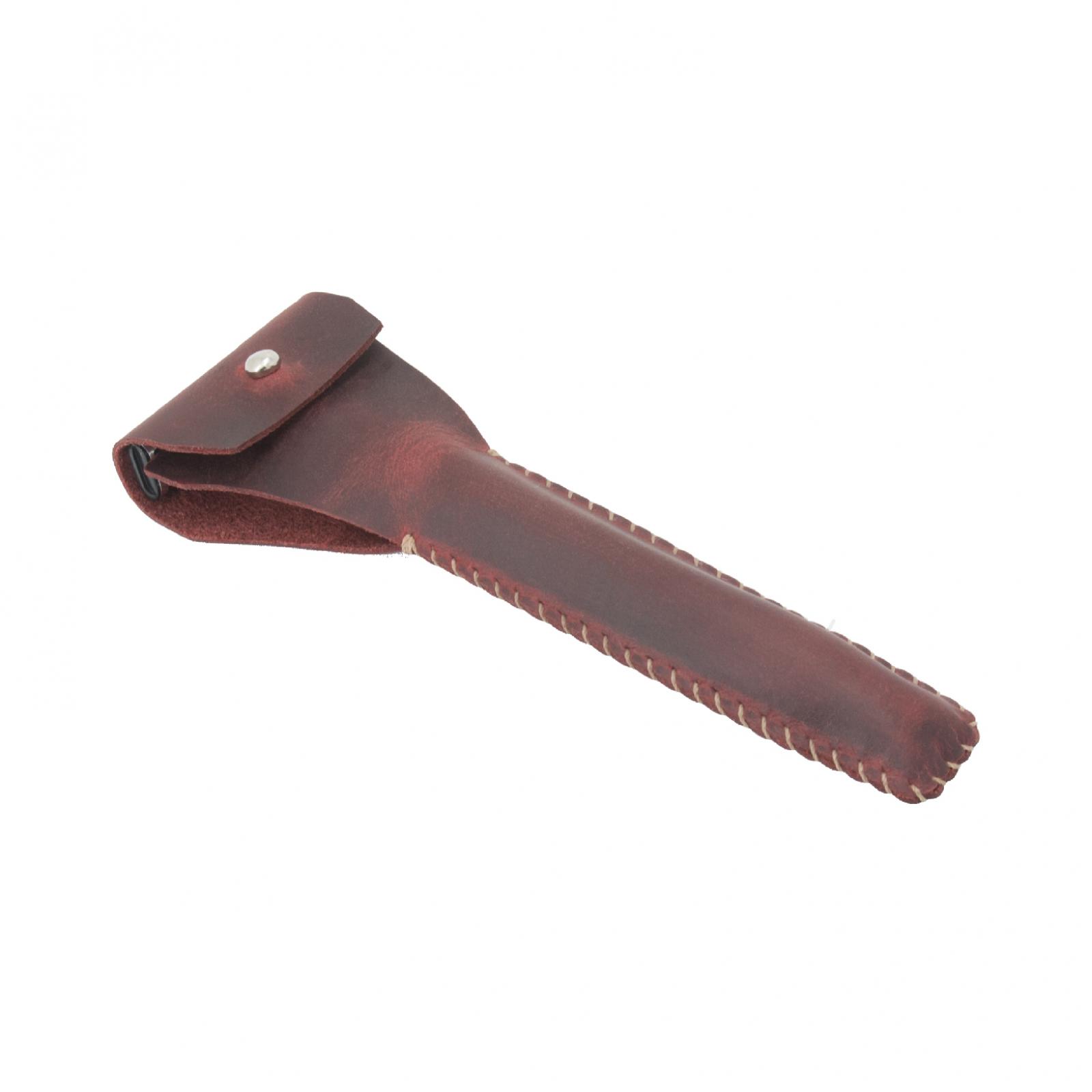 Leather Sleeve for Cartridge Razor, Red Wine Color